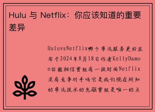 Hulu 与 Netflix：你应该知道的重要差异