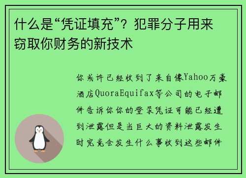 什么是“凭证填充”？犯罪分子用来窃取你财务的新技术 